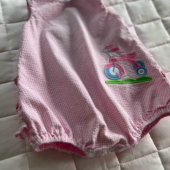 Claire & Charlie Pink Gingham 1pc Bubble Romper Bicycle Embroidery Sz 18 months - Picture 16 of 16